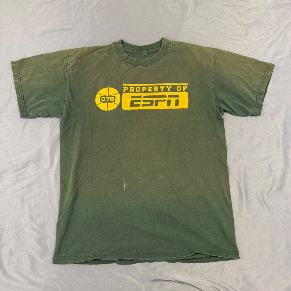 ESPN Property Of Basketball Graphic T-Shirt Green Mens Large 079 Vintage Style